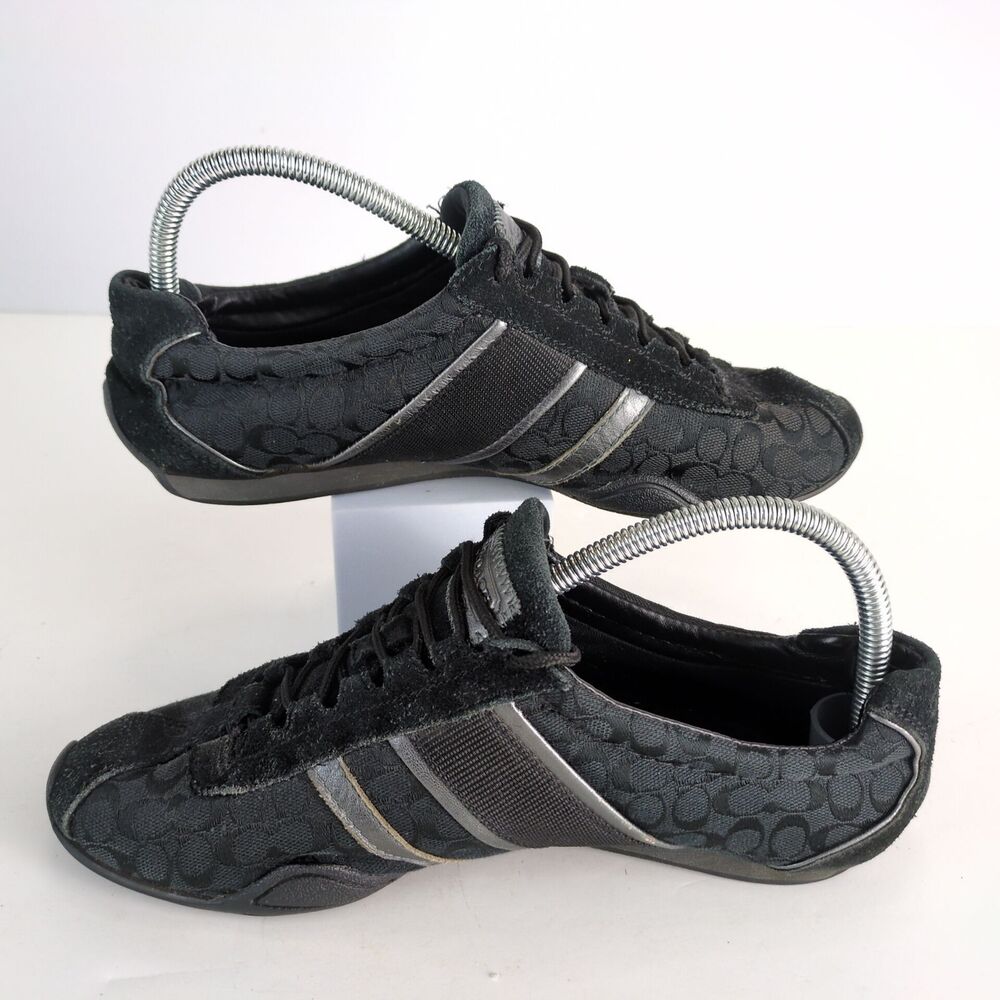 Coach Remonna Women's 8 Sneakers Driving Shoes Signature Jacquard & Black Suede - Picture 8 of 11